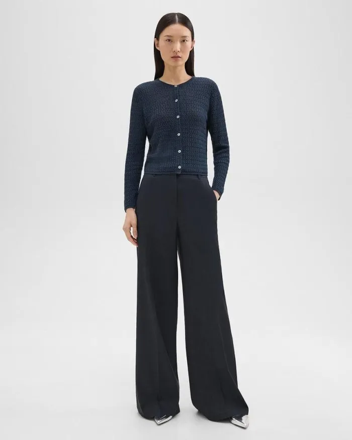 Sweaters Cardigans Women Theory Crewneck Cardigan In Cable Knit Linen Nocturne Navy Sweaters Cardigans Women Theory Crewneck Cardigan In Cable Knit Linen Nocturne Navy
