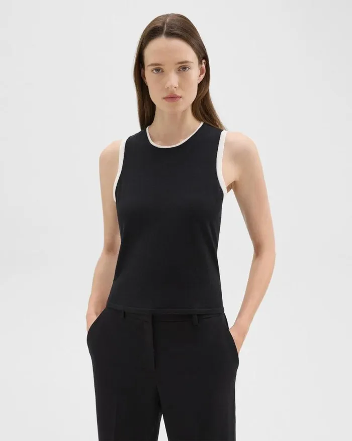 Sweaters Cardigans Women Theory Sleeveless Sweater In Regal Wool Blacknew Ivory Sweaters Cardigans Women Theory Sleeveless Sweater In Regal Wool Blacknew Ivory