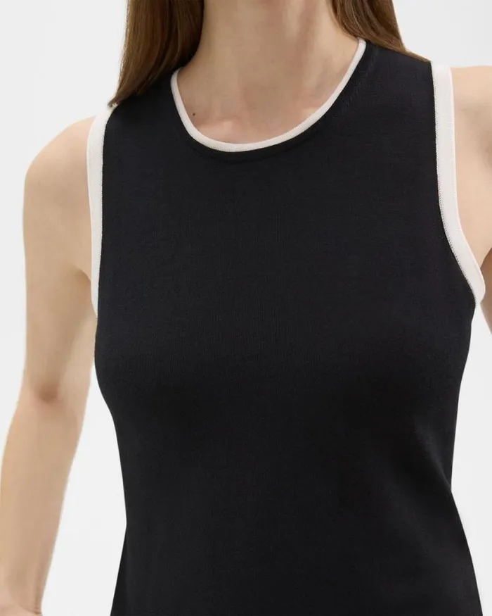 Sweaters Cardigans Women Theory Sleeveless Sweater In Regal Wool Blacknew Ivory
