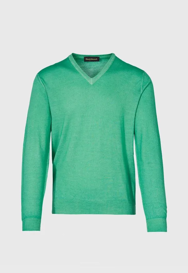 Sweaters Paulstuart Mens Merino Wool Watercolor VNeck Sweater Bright Blue