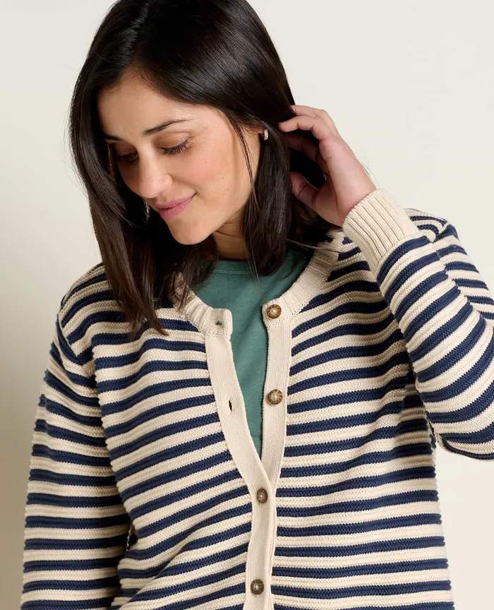 Sweaters ToadandCo Women8217s Bianca Crew Cardigan True Navy Stripe