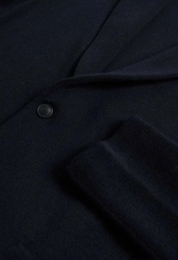 Sweaters Wool Knit Blazer Navy Paulstuart Mens