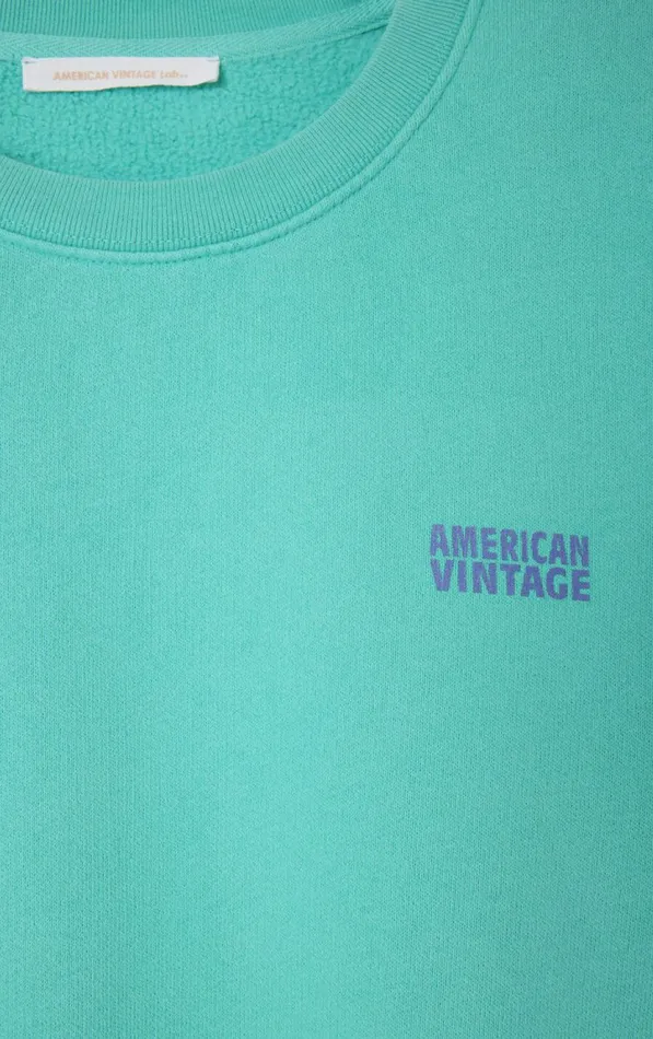 Sweatshirt Izubird Vintage Green Acqua Women American Vintage Sweatshirts
