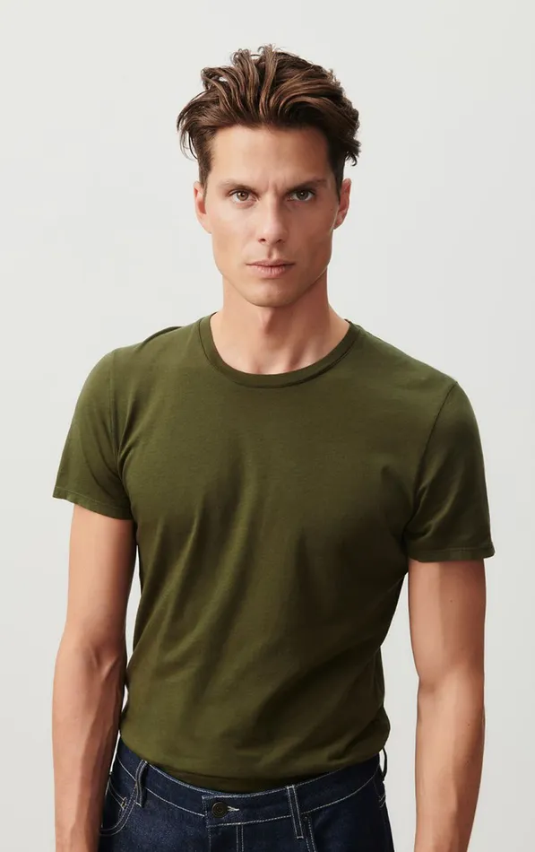TShirt Decatur Khaki Men American Vintage Short Sleeve TShirts