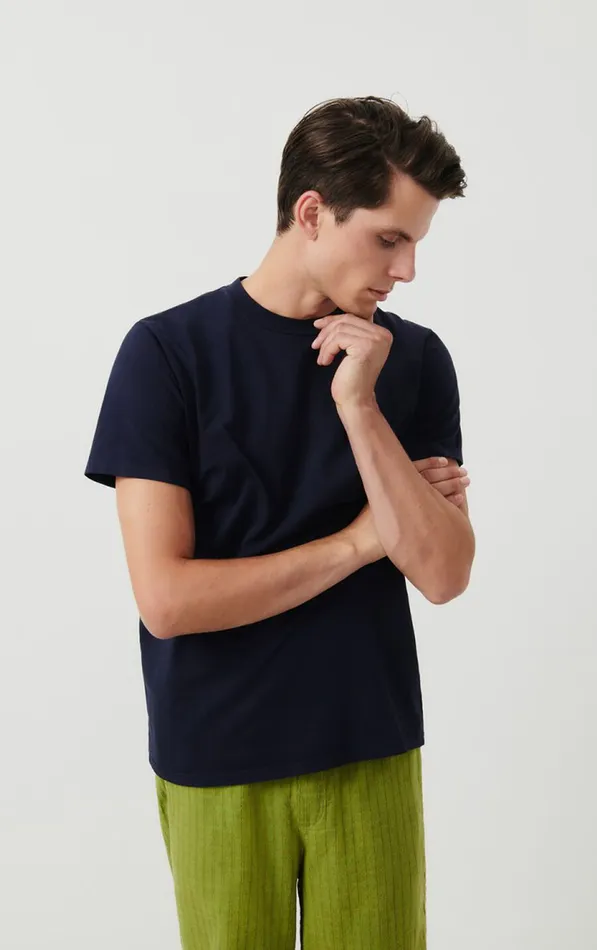 TShirt Fizvalley Navy Vintage Men American Vintage Short Sleeve TShirts