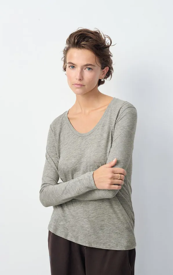 TShirt Jacksonville Heather Grey Women American Vintage Long Sleeve TShirts