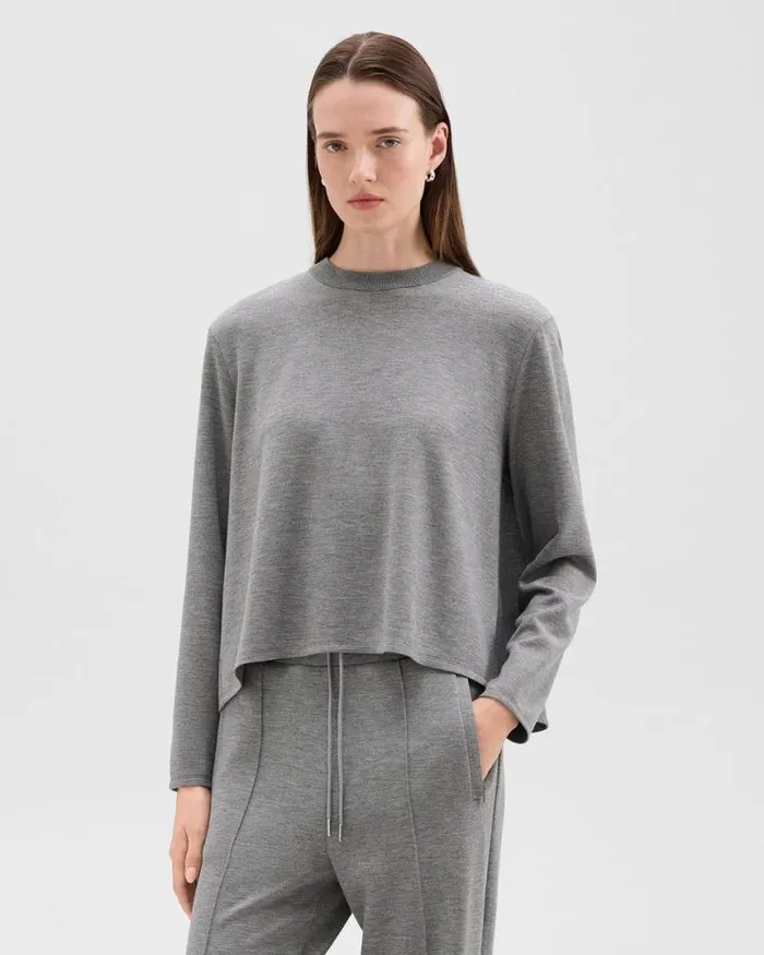 TShirts Tank Tops Women Theory ALine Sweatshirt In DoubleKnit Jersey Grey Meloat Mel TShirts Tank Tops Women Theory ALine Sweatshirt In DoubleKnit Jersey Grey Meloat Mel
