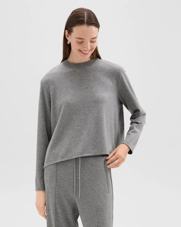 TShirts Tank Tops Women Theory ALine Sweatshirt In DoubleKnit Jersey Grey Meloat Mel TShirts Tank Tops Women Theory ALine Sweatshirt In DoubleKnit Jersey Grey Meloat Mel