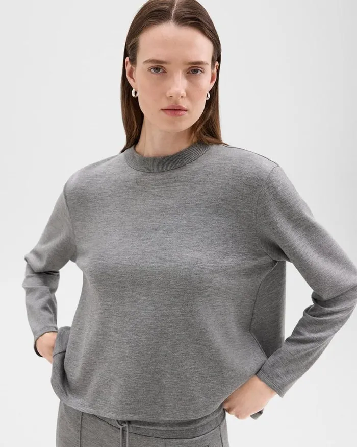 TShirts Tank Tops Women Theory ALine Sweatshirt In DoubleKnit Jersey Grey Meloat Mel TShirts Tank Tops Women Theory ALine Sweatshirt In DoubleKnit Jersey Grey Meloat Mel