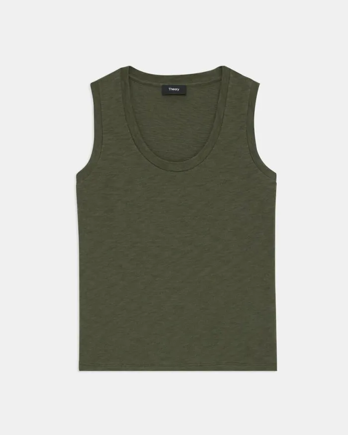 TShirts Tank Tops Women Theory Easy Tank Top In Organic Slub Cotton Dark Olive TShirts Tank Tops Women Theory Easy Tank Top In Organic Slub Cotton Dark Olive
