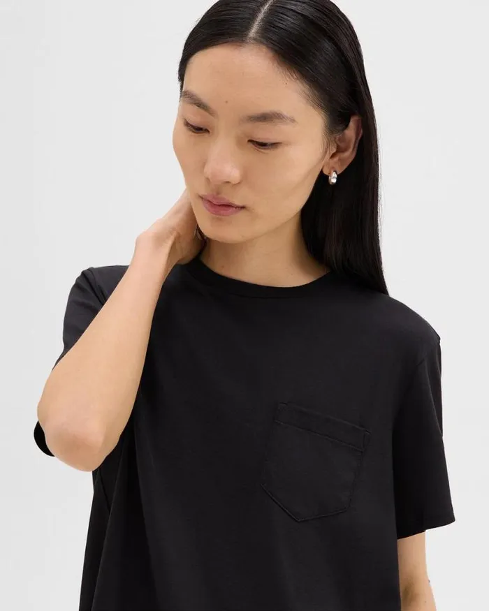 TShirts Tank Tops Women Theory Relaxed Tee In Organic Cotton Black TShirts Tank Tops Women Theory Relaxed Tee In Organic Cotton Black