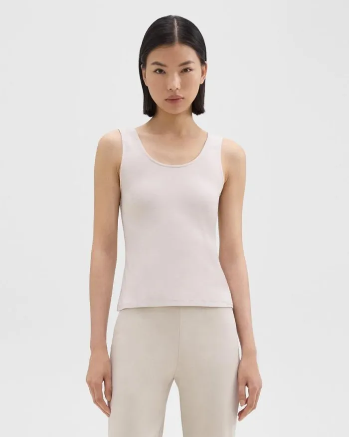 TShirts Tank Tops Women Theory Scoop Neck Tank Top In Rib Knit Viscose Sand