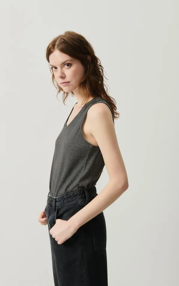 Tank Top Jacksonville Melange Charcoal Women American Vintage Tops and Tanktops