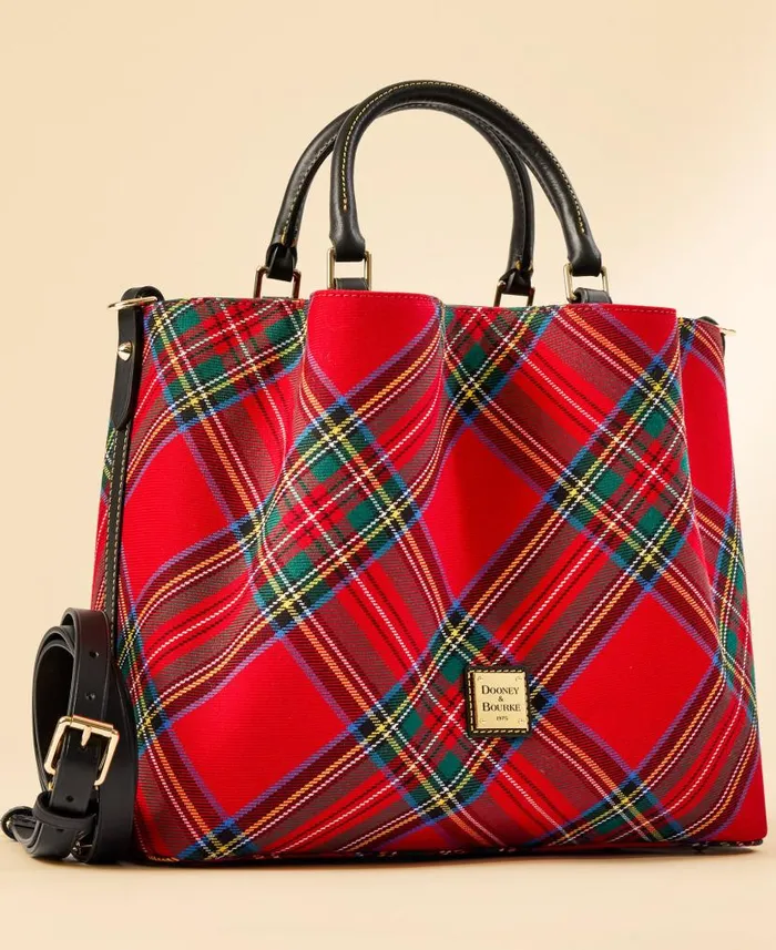 Tartan Large Barlow Black Woman Dooney and Bourke Satchels Tartan Large Barlow Black Woman Dooney and Bourke Satchels