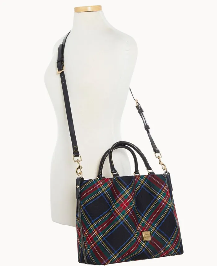 Tartan Large Barlow Black Woman Dooney and Bourke Satchels Tartan Large Barlow Black Woman Dooney and Bourke Satchels