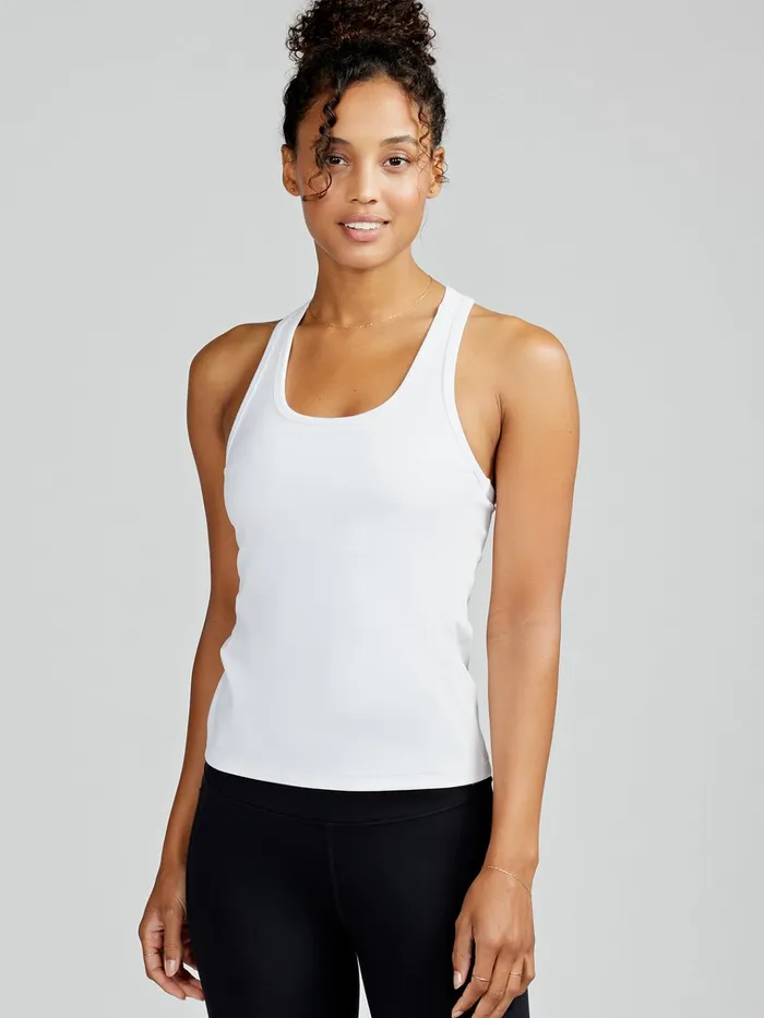 Tennis Pickleball Women Tasc Performance Sculptive Racer Back Tank With Builtin Bra