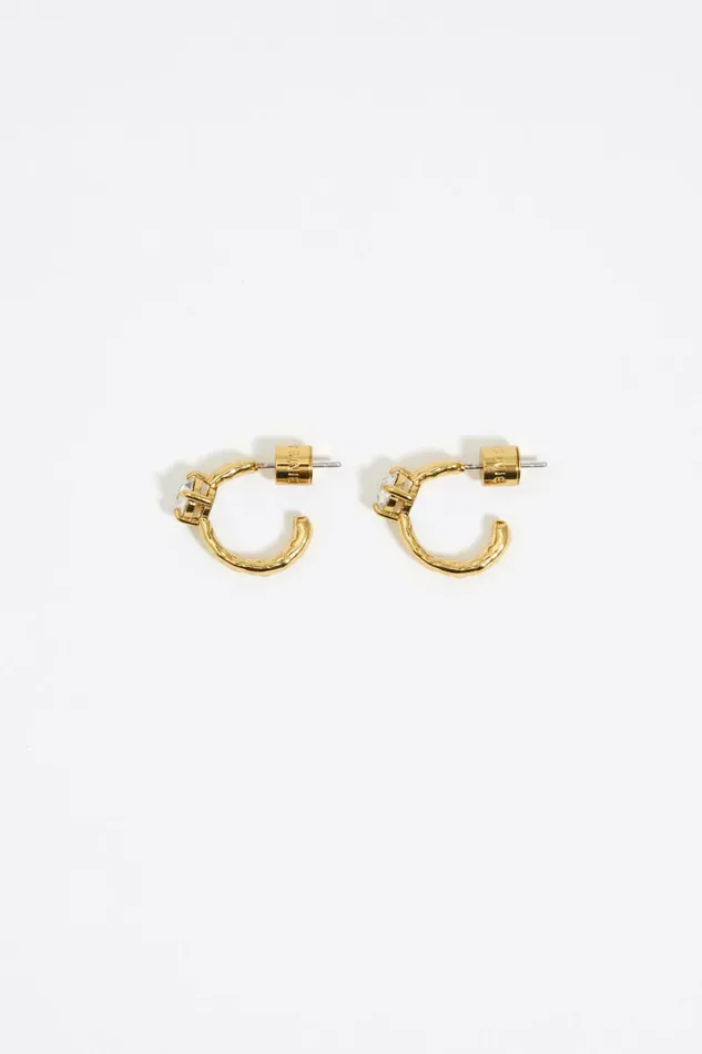 Textured Hoop And Crystal Earrings Antique Gold Women Bimba Y Lola Jewelry