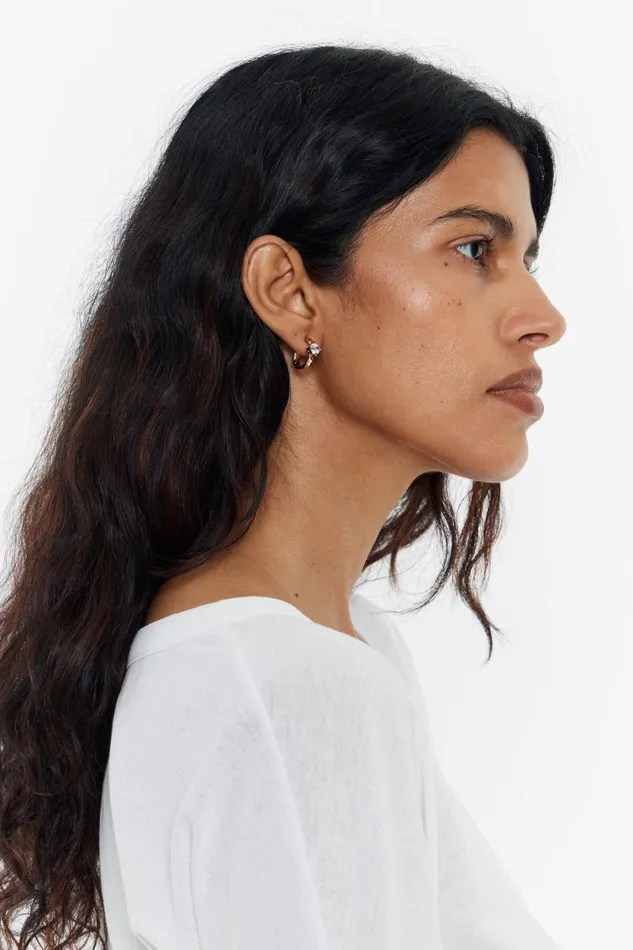 Textured Hoop And Crystal Earrings Antique Gold Women Bimba Y Lola Jewelry Textured Hoop And Crystal Earrings Antique Gold Women Bimba Y Lola Jewelry