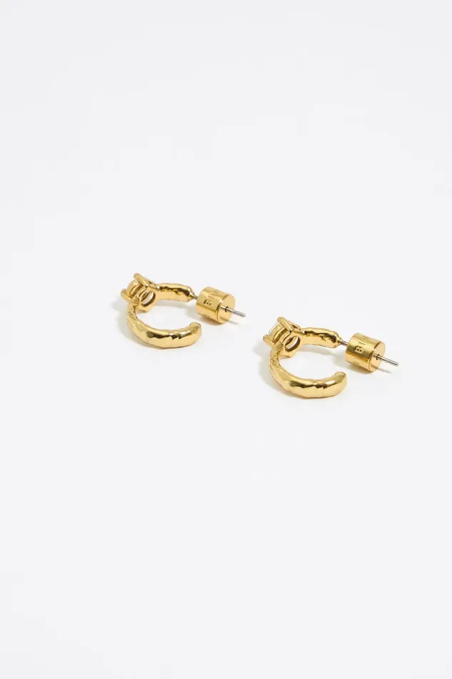 Textured Hoop And Crystal Earrings Antique Gold Women Bimba Y Lola Jewelry Textured Hoop And Crystal Earrings Antique Gold Women Bimba Y Lola Jewelry