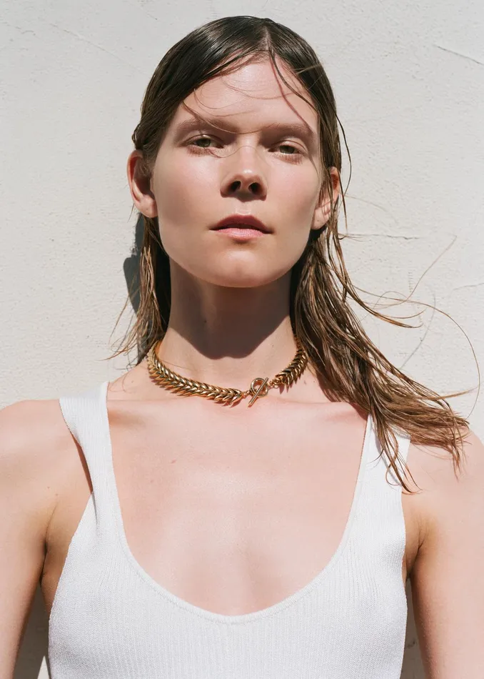The Frankie Shop Bevza Spikelet Necklace 8211 Gold 8211 Women