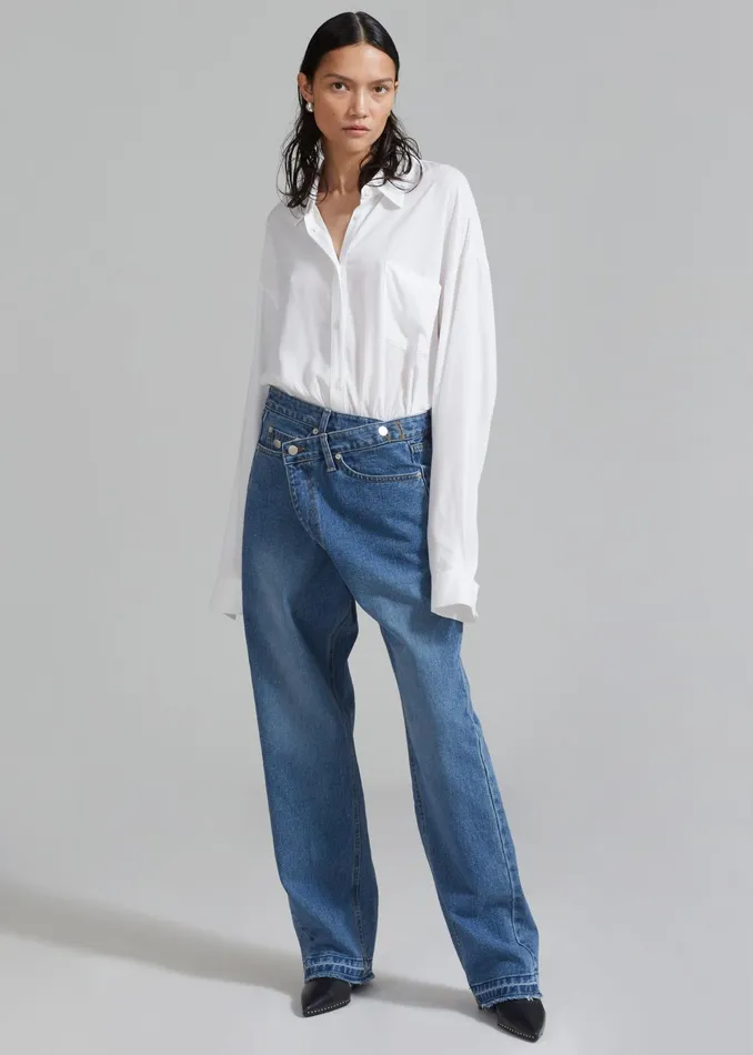 The Frankie Shop Bottoms Andrea Denim Pants 8211 Medium Wash 8211 Women