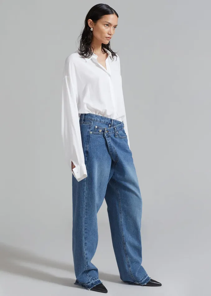The Frankie Shop Bottoms Andrea Denim Pants 8211 Medium Wash 8211 Women