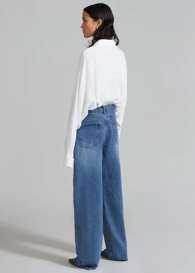 The Frankie Shop Bottoms Andrea Denim Pants 8211 Medium Wash 8211 Women