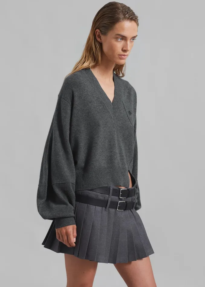 The Frankie Shop Bottoms Blake Mini Pleated Skirt 8211 Dark Grey Melange 8211 Women