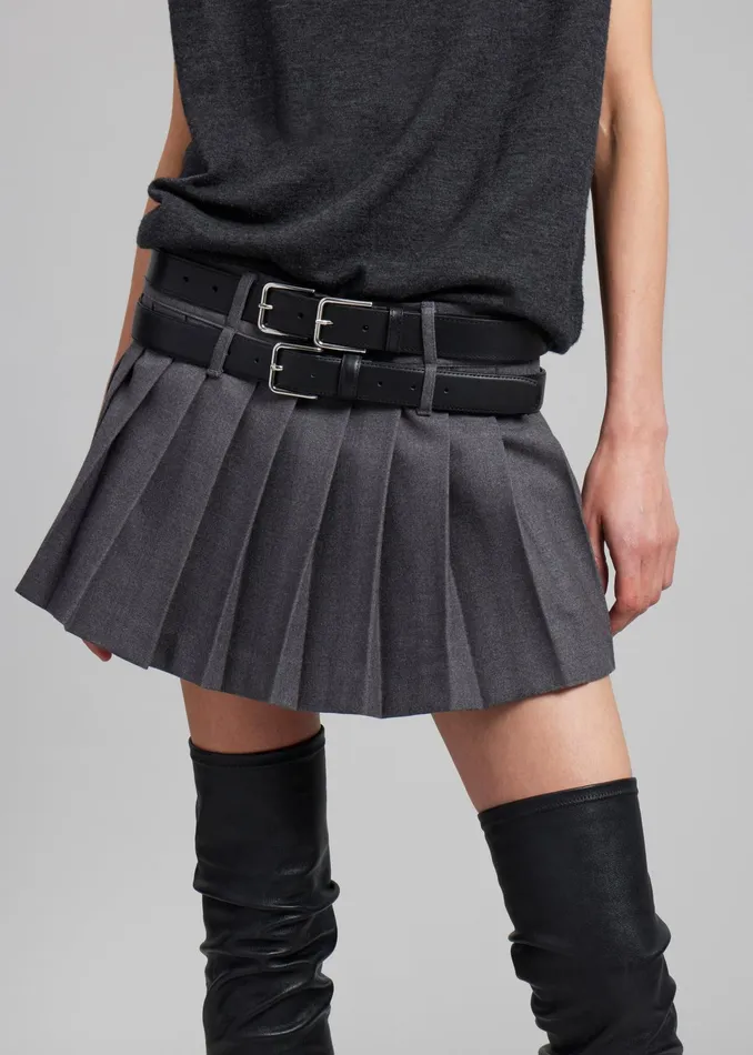 The Frankie Shop Bottoms Blake Mini Pleated Skirt 8211 Dark Grey Melange 8211 Women