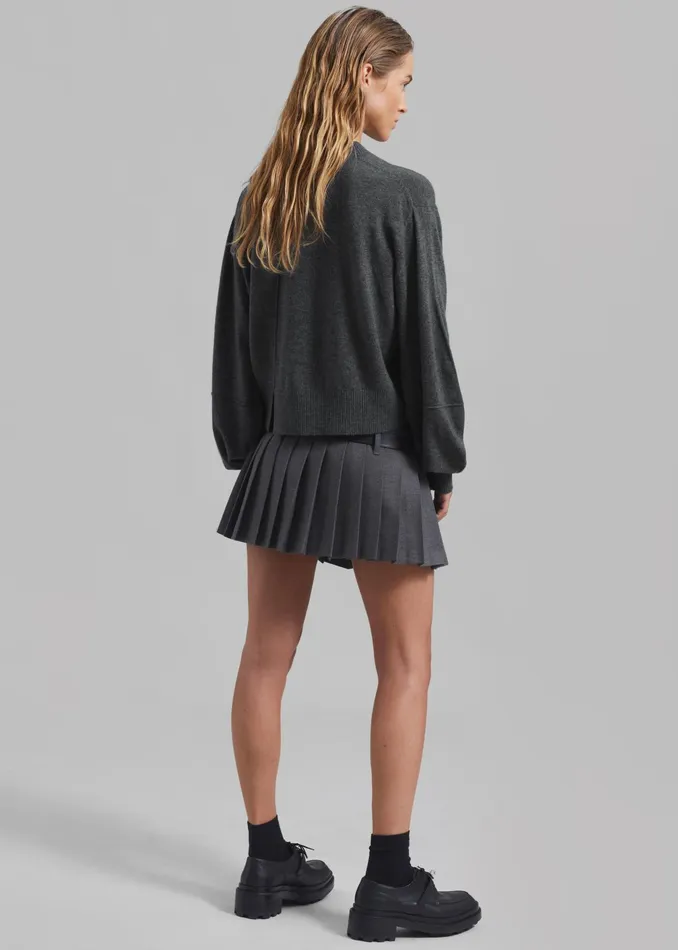 The Frankie Shop Bottoms Blake Mini Pleated Skirt 8211 Dark Grey Melange 8211 Women