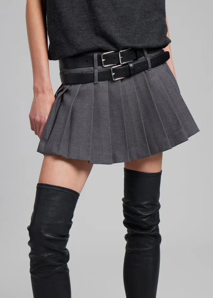 The Frankie Shop Bottoms Blake Mini Pleated Skirt 8211 Dark Grey Melange 8211 Women