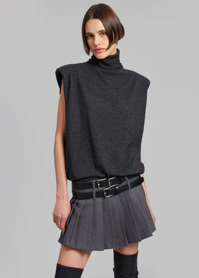 The Frankie Shop Bottoms Blake Mini Pleated Skirt 8211 Dark Grey Melange 8211 Women