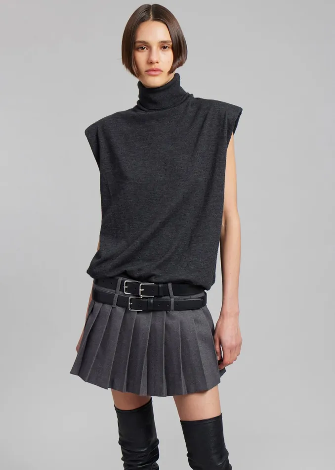 The Frankie Shop Bottoms Blake Mini Pleated Skirt 8211 Dark Grey Melange 8211 Women