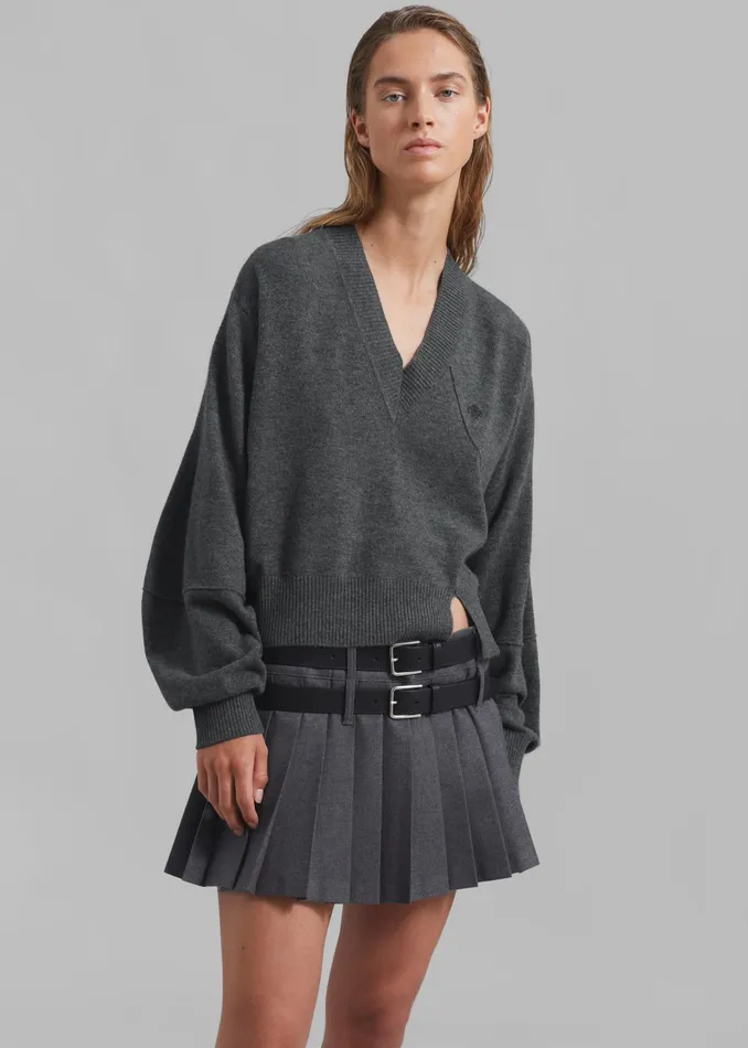 The Frankie Shop Bottoms Blake Mini Pleated Skirt 8211 Dark Grey Melange 8211 Women
