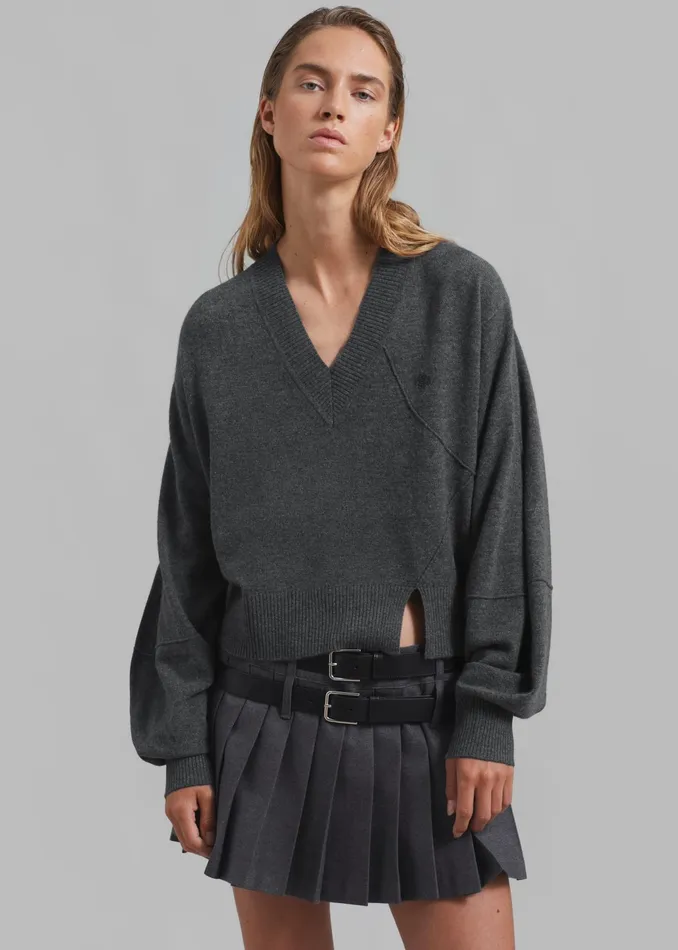 The Frankie Shop Bottoms Blake Mini Pleated Skirt 8211 Dark Grey Melange 8211 Women