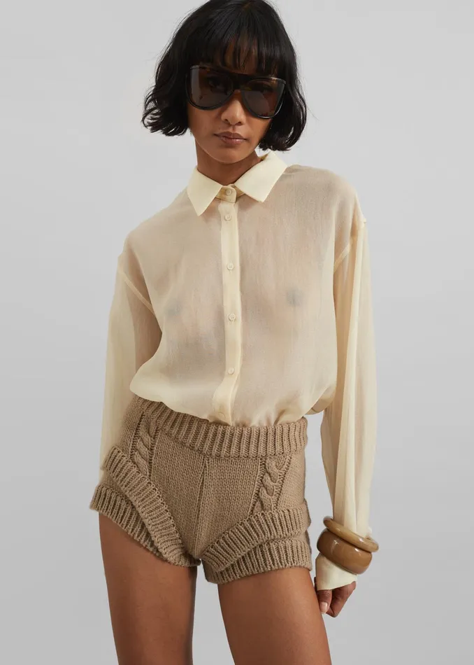 The Frankie Shop Bottoms Clio Double Knit Shorts 8211 Beige 8211 Women