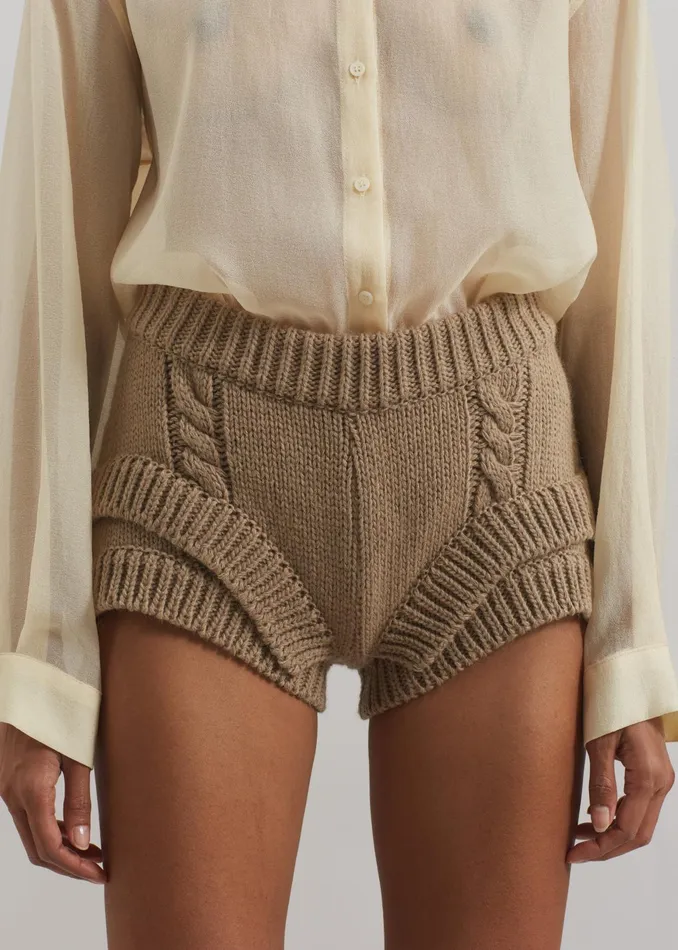 The Frankie Shop Bottoms Clio Double Knit Shorts 8211 Beige 8211 Women