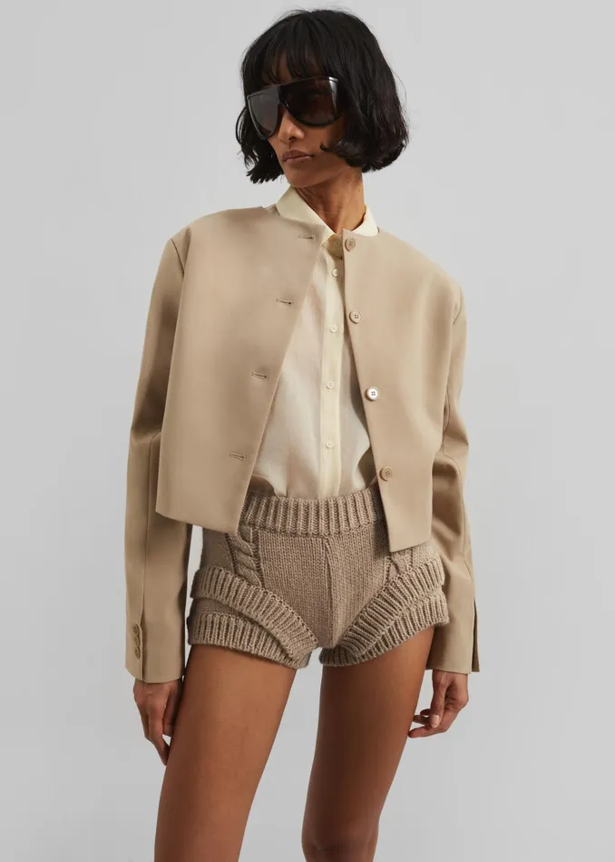 The Frankie Shop Bottoms Clio Double Knit Shorts 8211 Beige 8211 Women