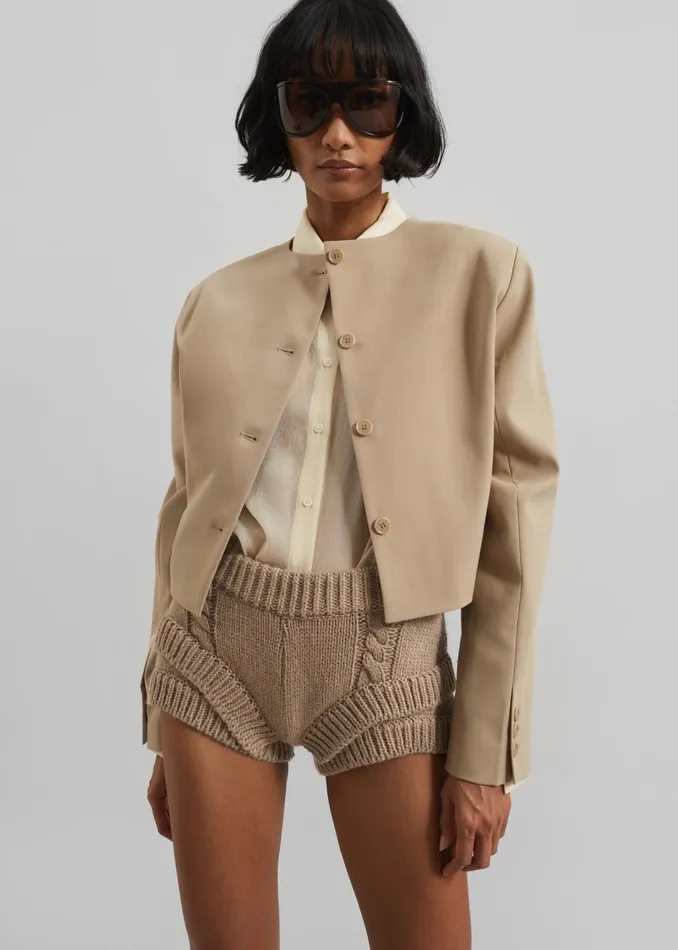 The Frankie Shop Bottoms Clio Double Knit Shorts 8211 Beige 8211 Women