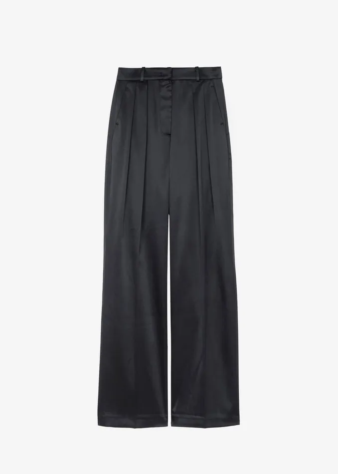 The Frankie Shop Bottoms Eliane Satin Pleated Trousers 8211 Black 8211 Women