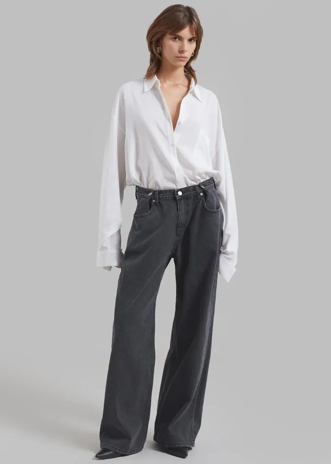 The Frankie Shop Bottoms Hayla Denim Pants 8211 Grey Wash 8211 Women