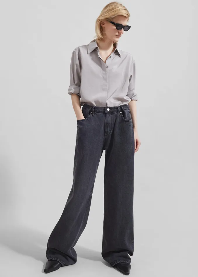 The Frankie Shop Bottoms Hayla Denim Pants 8211 Grey Wash 8211 Women