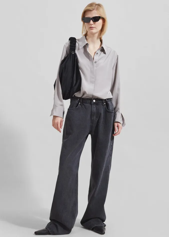 The Frankie Shop Bottoms Hayla Denim Pants 8211 Grey Wash 8211 Women