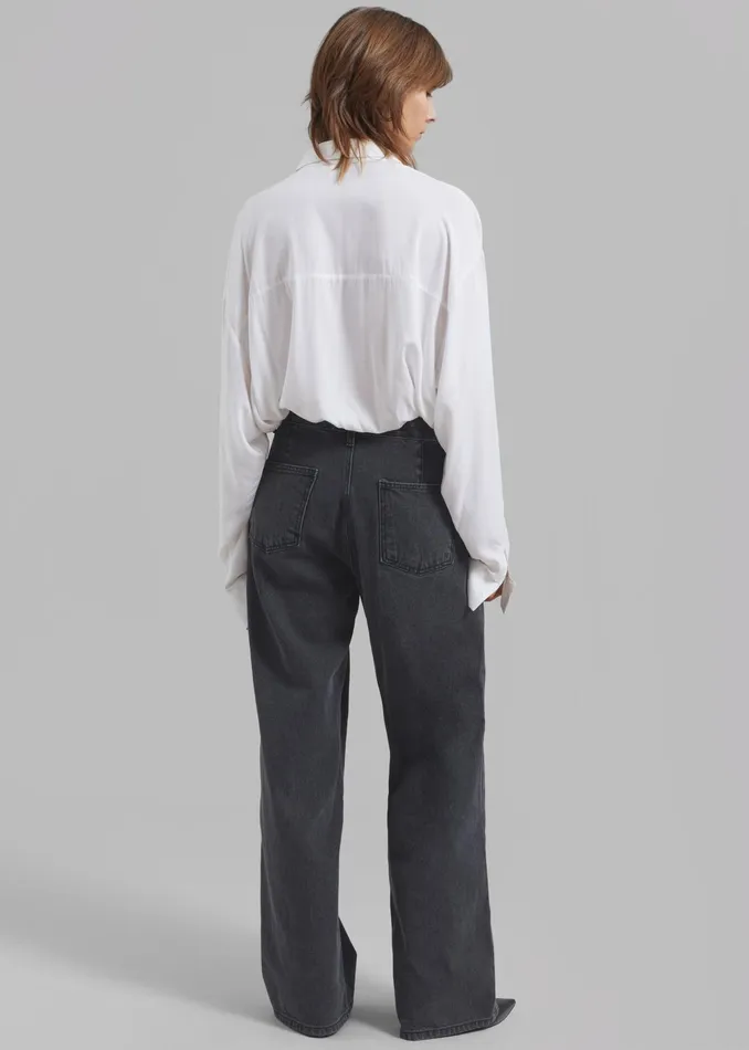 The Frankie Shop Bottoms Hayla Denim Pants 8211 Grey Wash 8211 Women