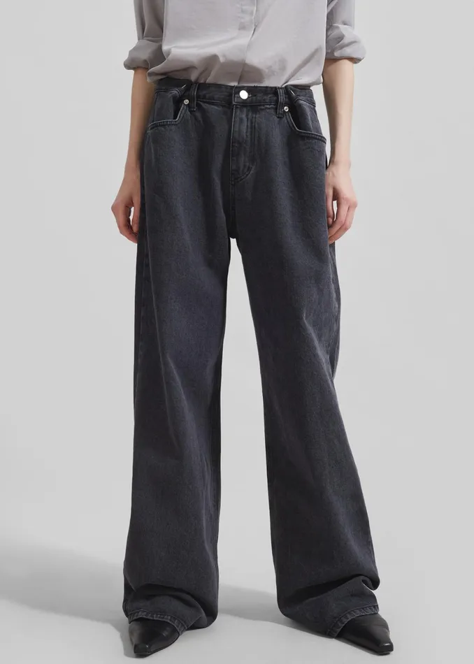 The Frankie Shop Bottoms Hayla Denim Pants 8211 Grey Wash 8211 Women