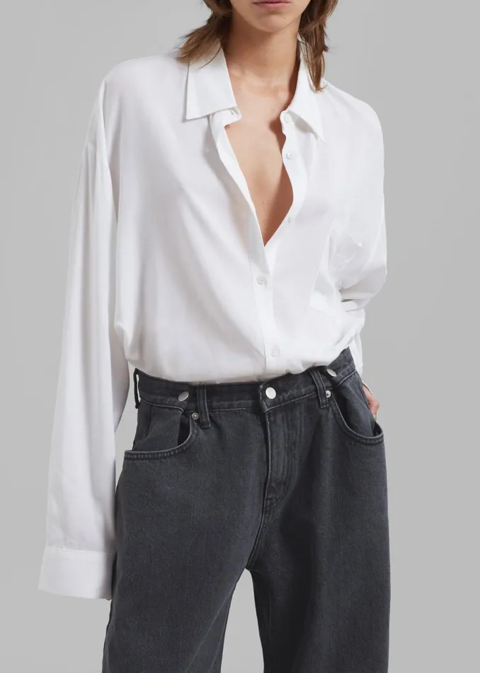 The Frankie Shop Bottoms Hayla Denim Pants 8211 Grey Wash 8211 Women