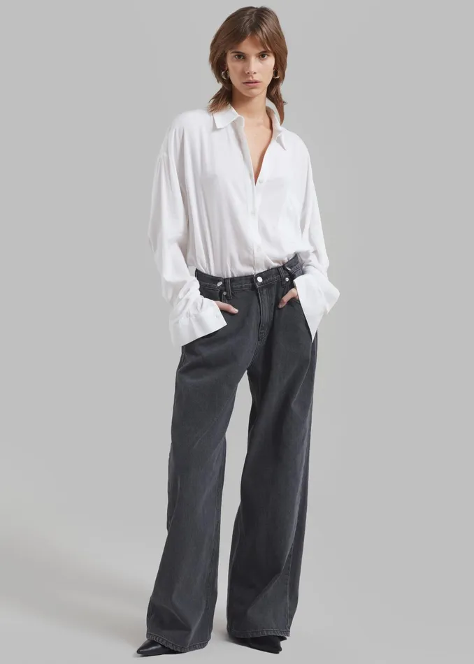 The Frankie Shop Bottoms Hayla Denim Pants 8211 Grey Wash 8211 Women