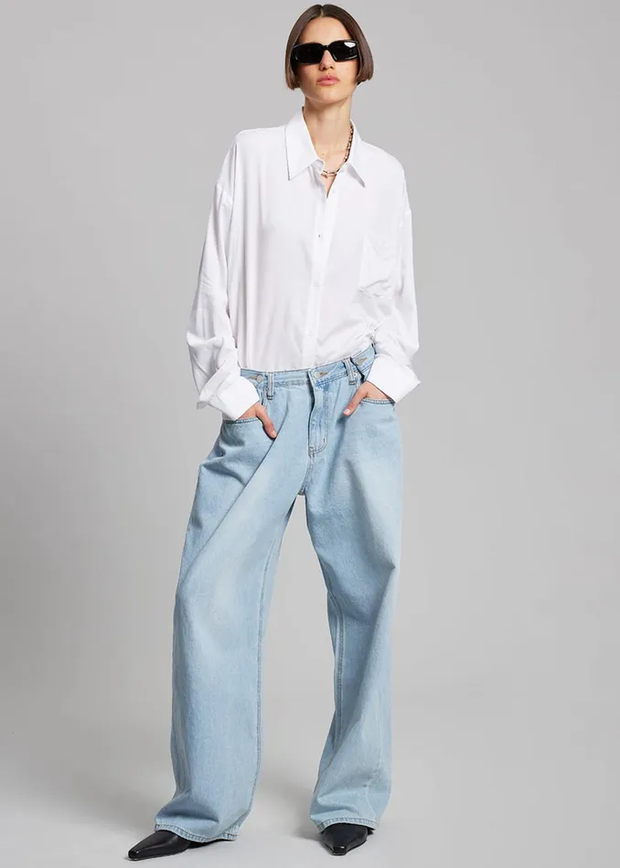 The Frankie Shop Bottoms Hayla Denim Pants 8211 Light Wash 8211 Women
