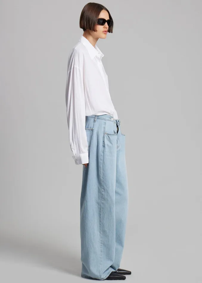 The Frankie Shop Bottoms Hayla Denim Pants 8211 Light Wash 8211 Women