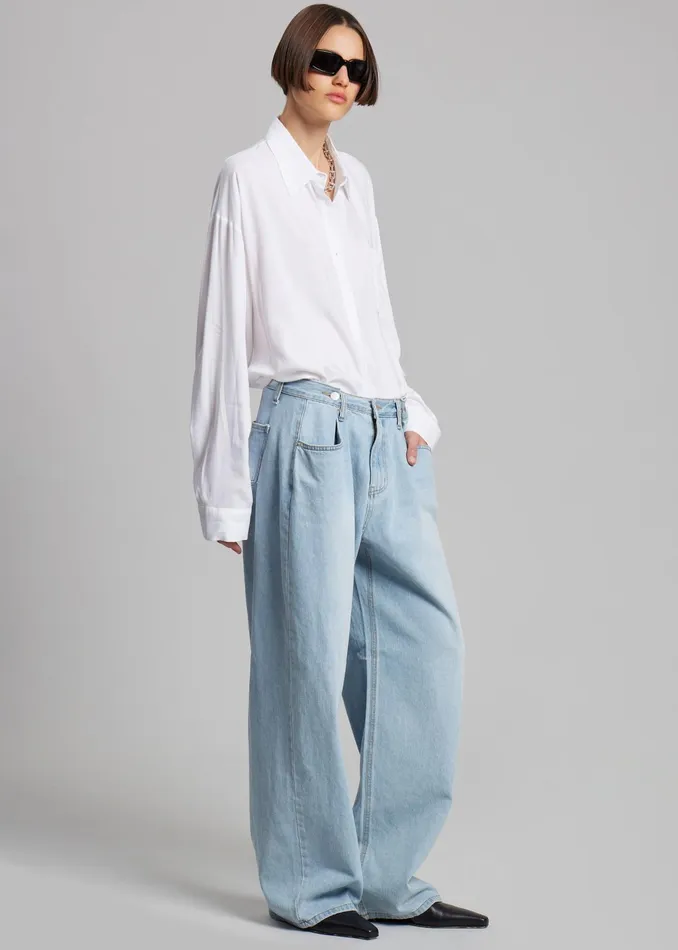 The Frankie Shop Bottoms Hayla Denim Pants 8211 Light Wash 8211 Women